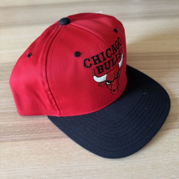 Vintage NBA Chicago Bulls Jordan Snapback Red Hat Cap Official Licensed 90s NOS - Picture 3 of 5